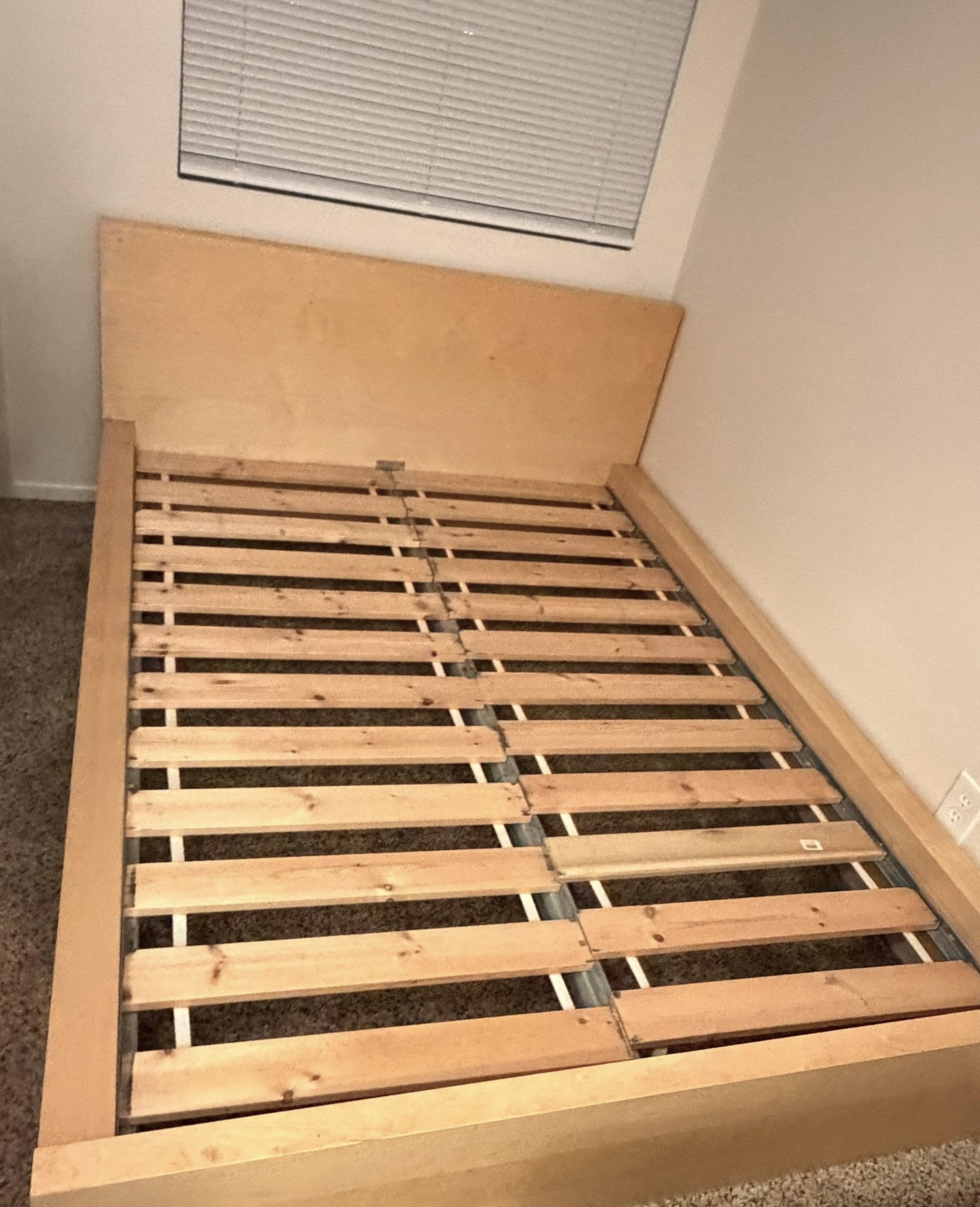 IKEA Malm Queen Bed Frame (Low Profile) w/ Slats & Central Beam
