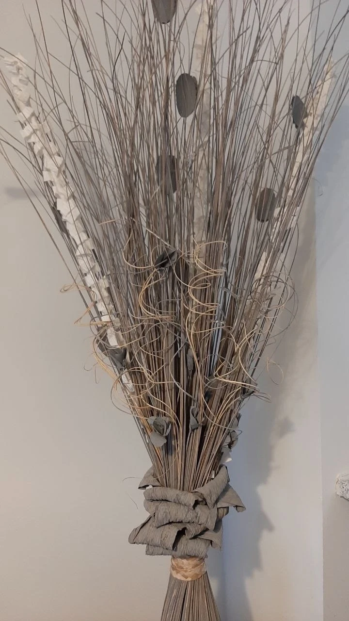 Tall Decorative Floor Vase with Dried Floral Arrangement - photo 2