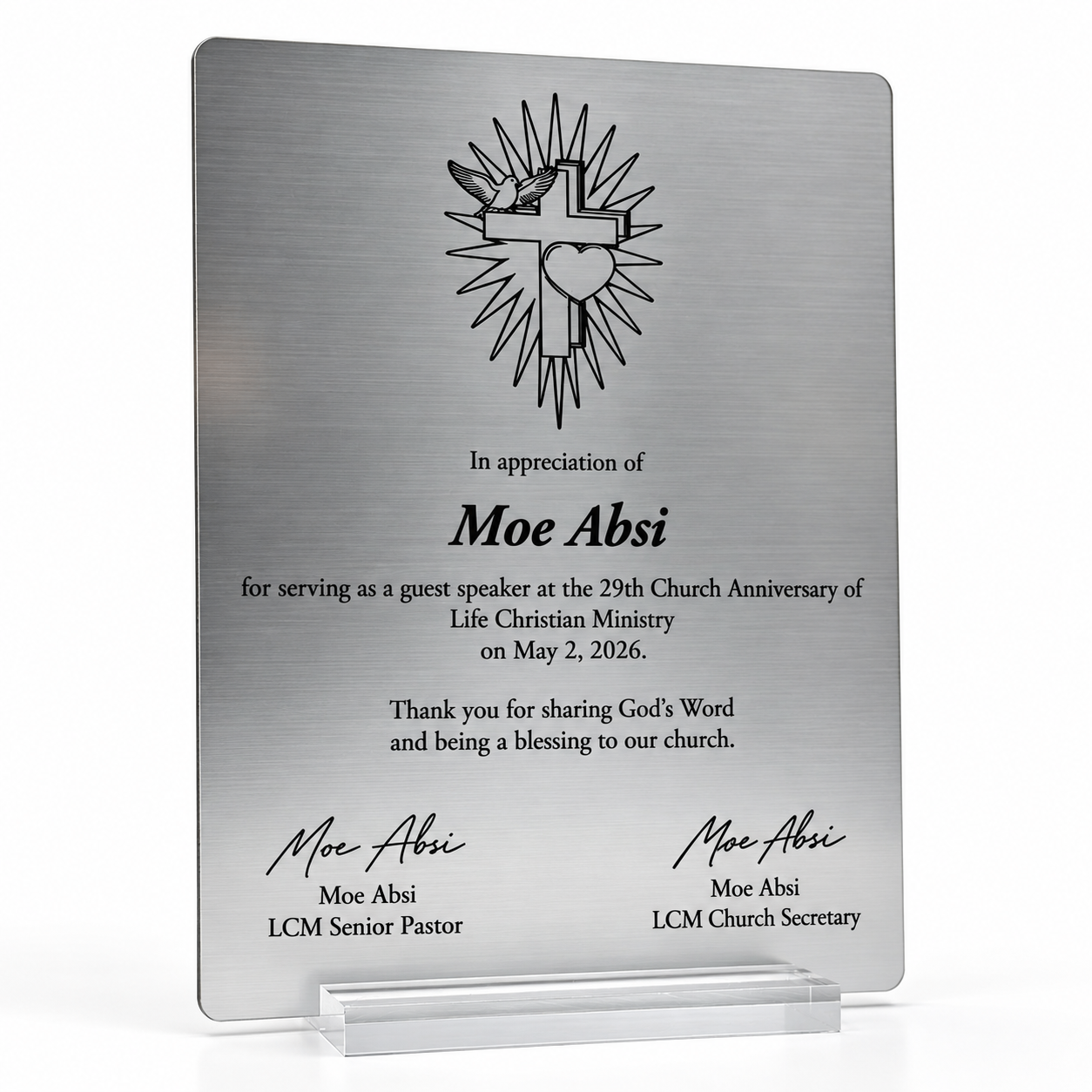 Appreciation Plaque – Personalized Laser-Engraved Acrylic Award - photo 3