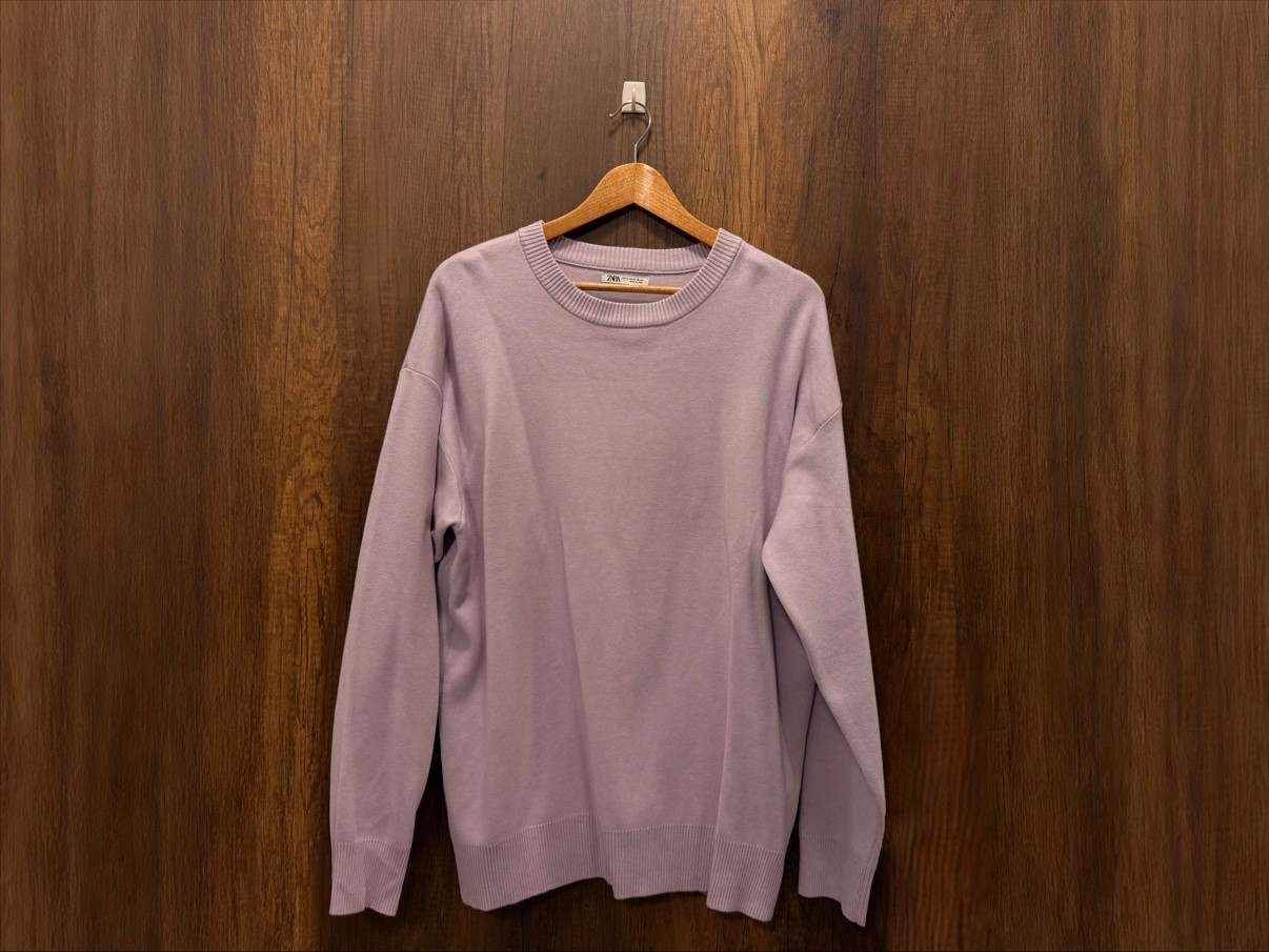 Zara Dusty Lilac Oversized Crewneck Sweater, Size XL - photo 2