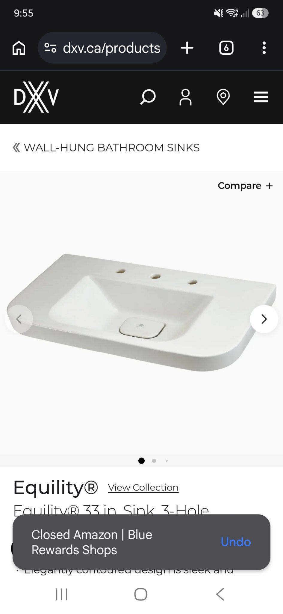 DXV Equility 33" Wall-Hung Sink — New in Box — $550 This Week