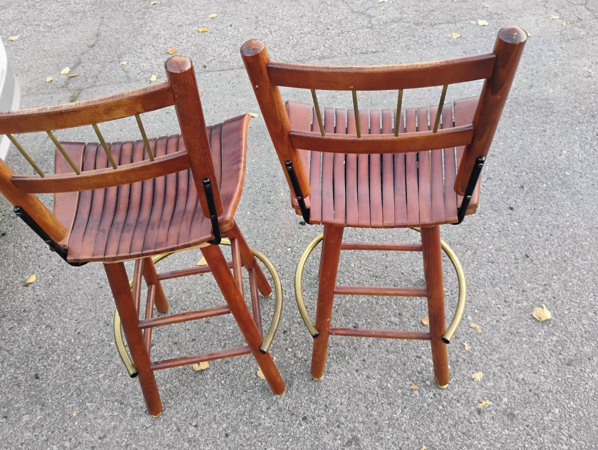 Counter-Height Stools Solid Wood w/Brass - photo 4