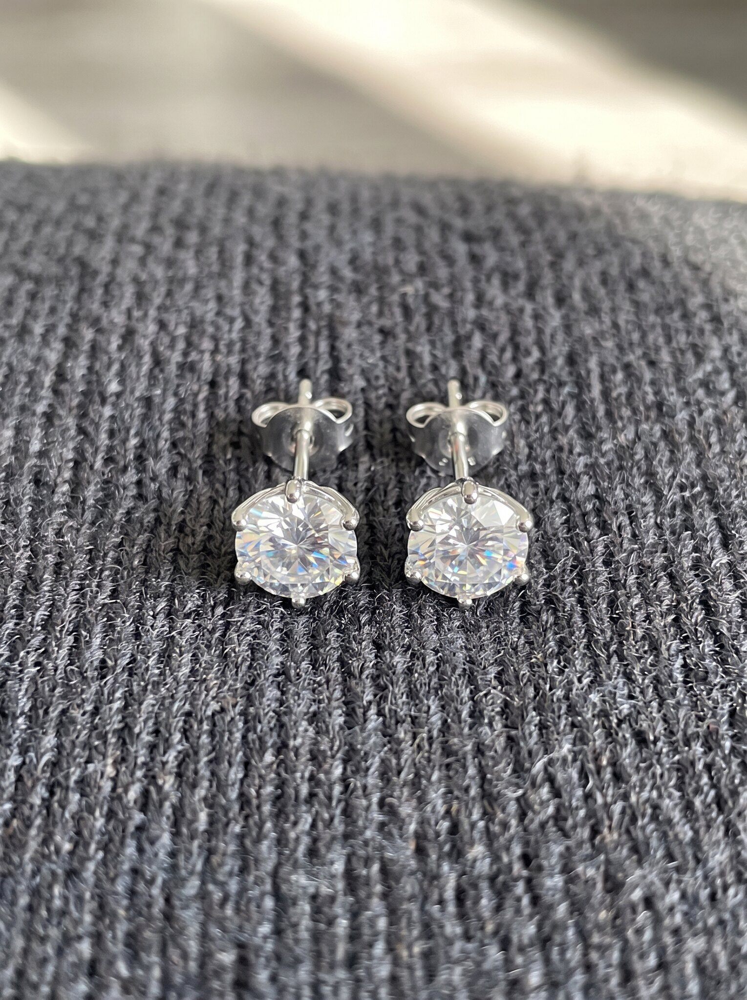moissanite stud earrings 2ct total, gra cert - photo 4