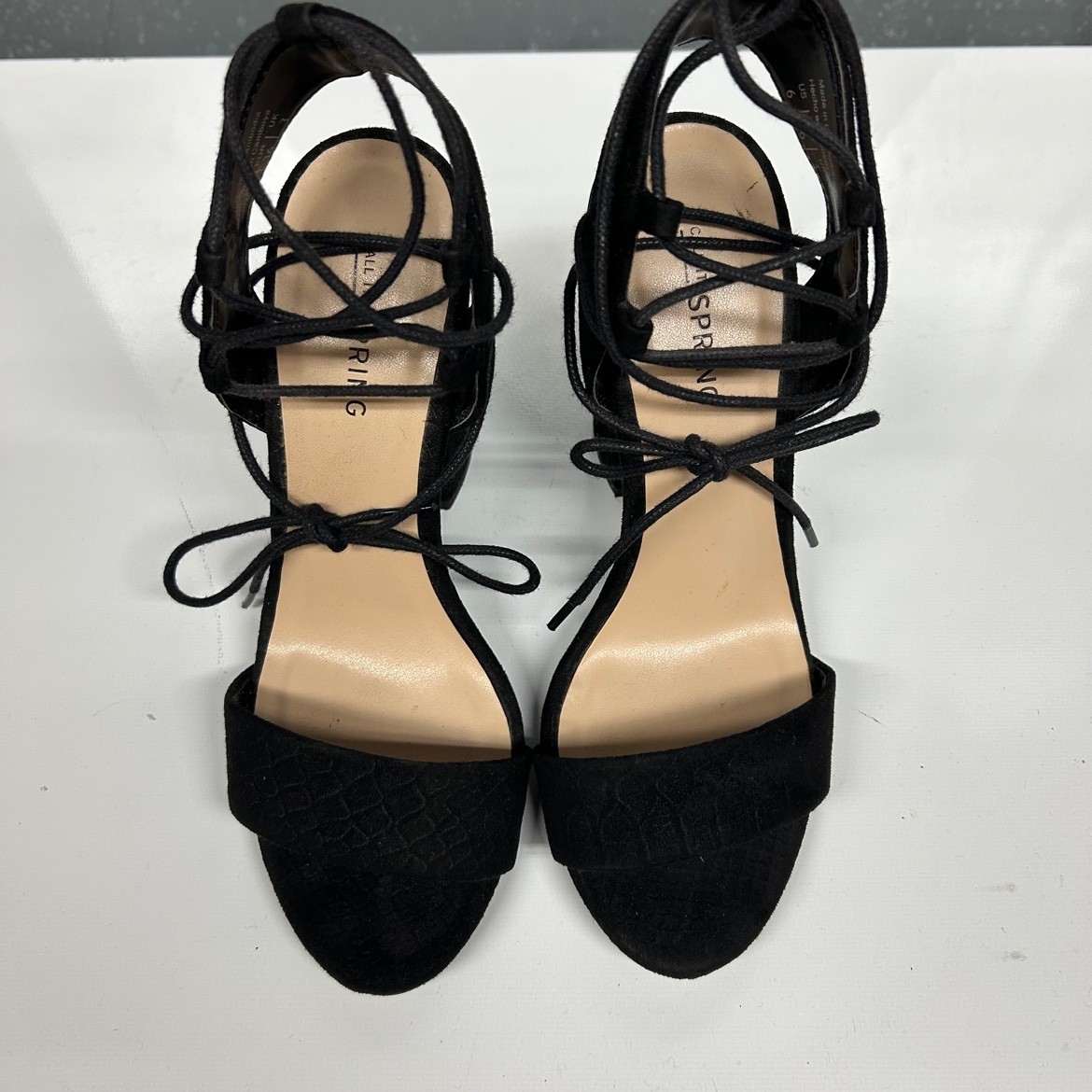 Call It Spring Black Lace-Up Block Heels – US 6, Like New - photo 5