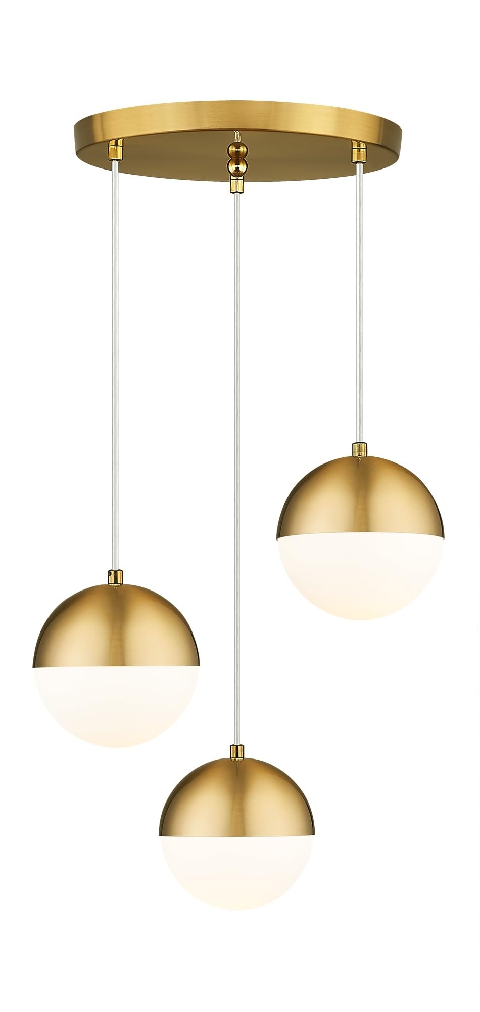 Brushed Gold 3-Light Pendant with Glass Shade