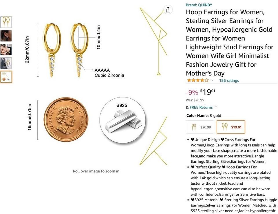 Hoop Earrings for Women, Sterling Silver Earrings for Women