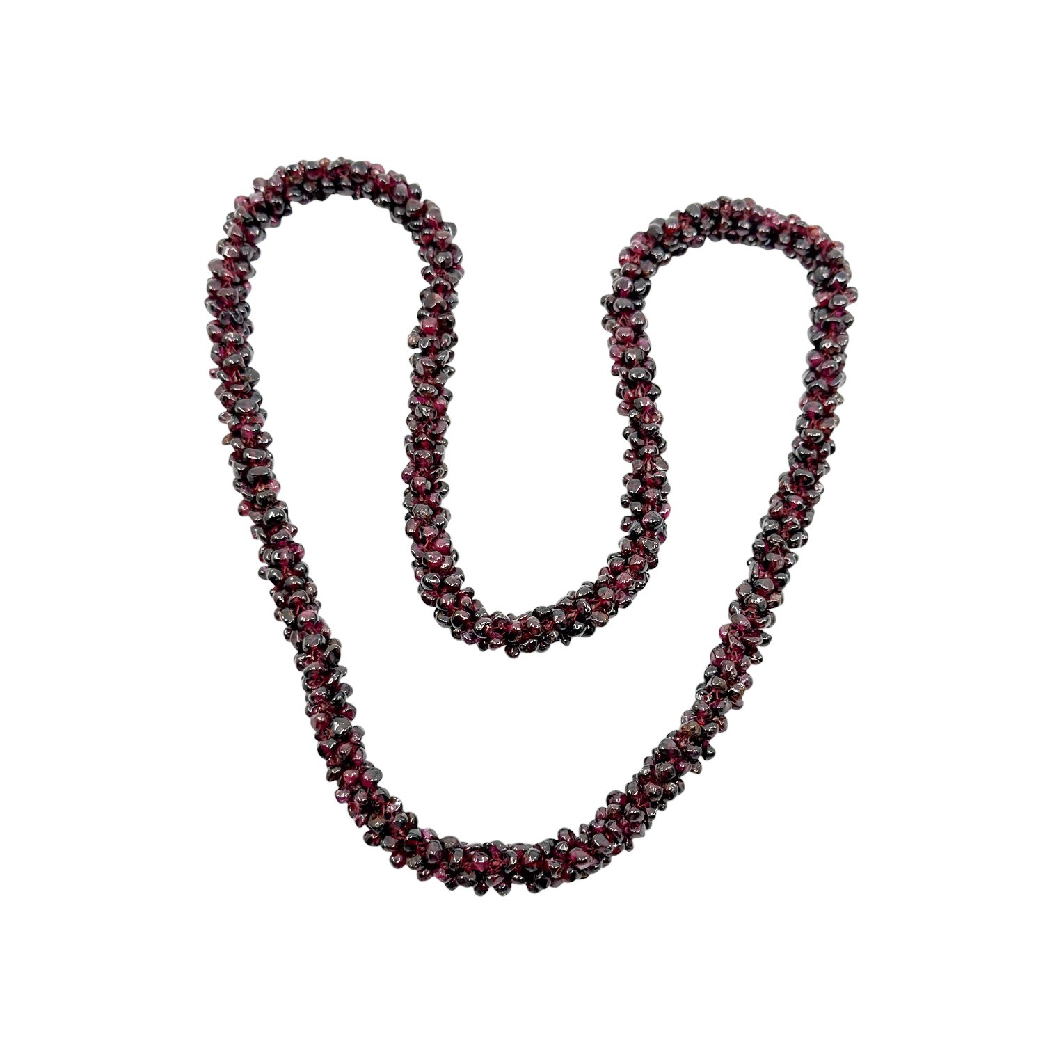vintage Garnet bead rope necklace - GM1097