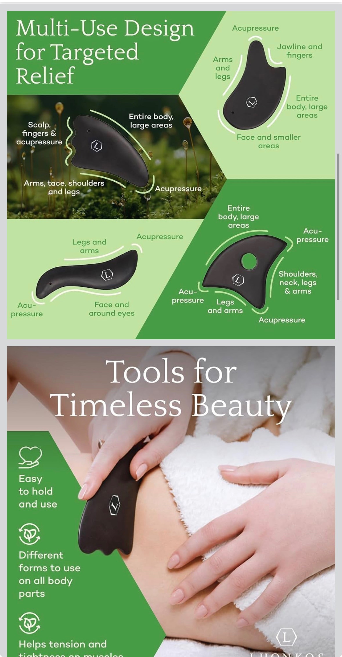 Gua Sha Facial Tools Set of 4 Black Bian Stone - photo 3