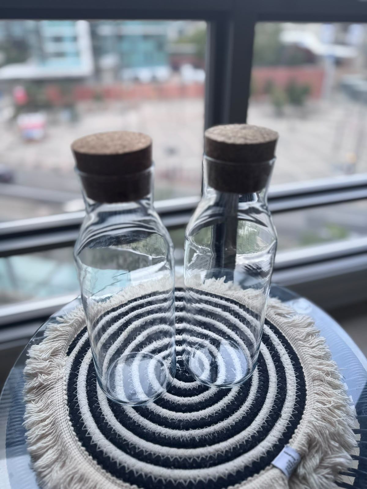 Set of 2 Clear Glass Bottles Ikea Carafes with Cork Stoppers - photo 3