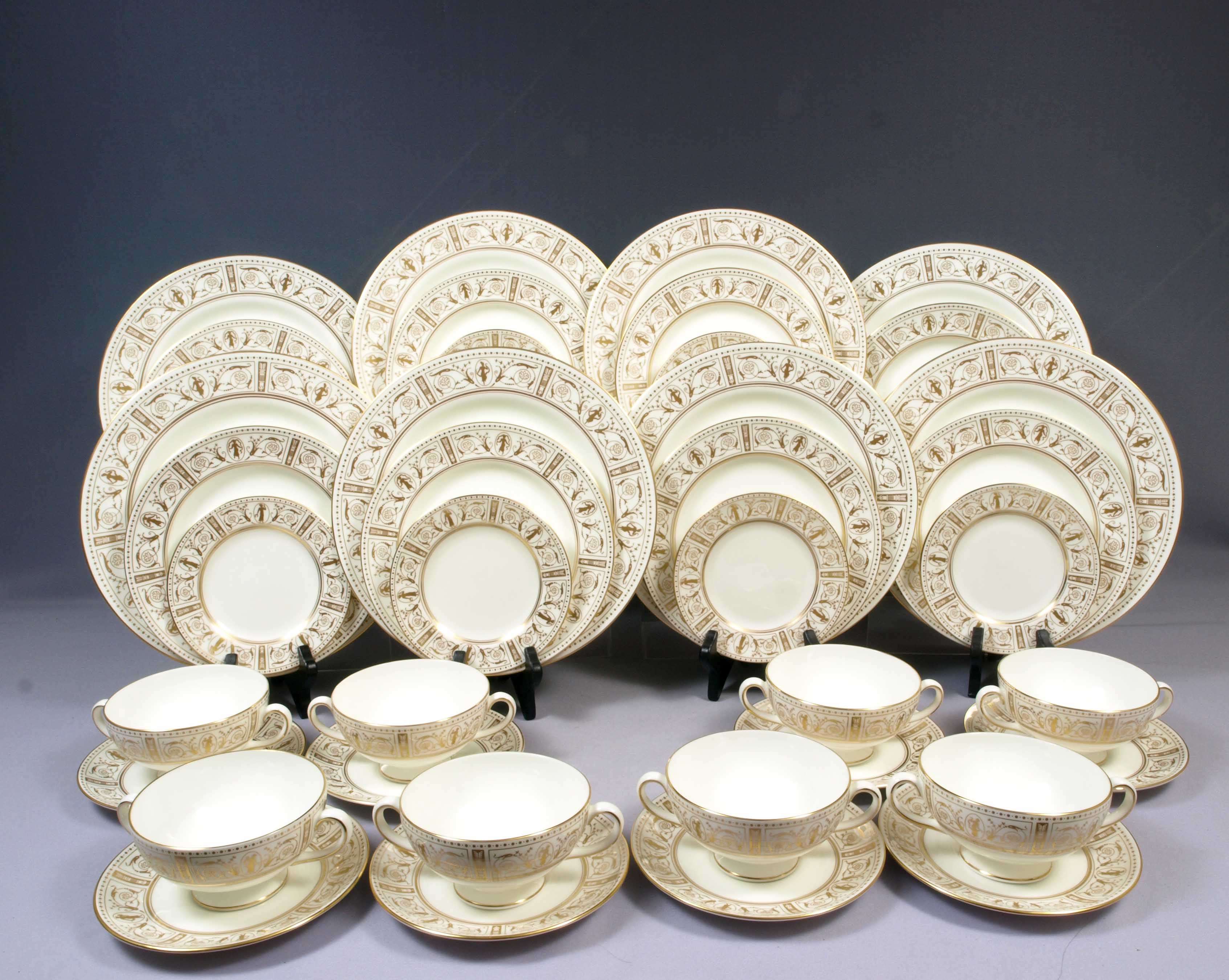 Wedgwood GOLD GRECIAN Salad Bread Plate Bowl England Dinner SET