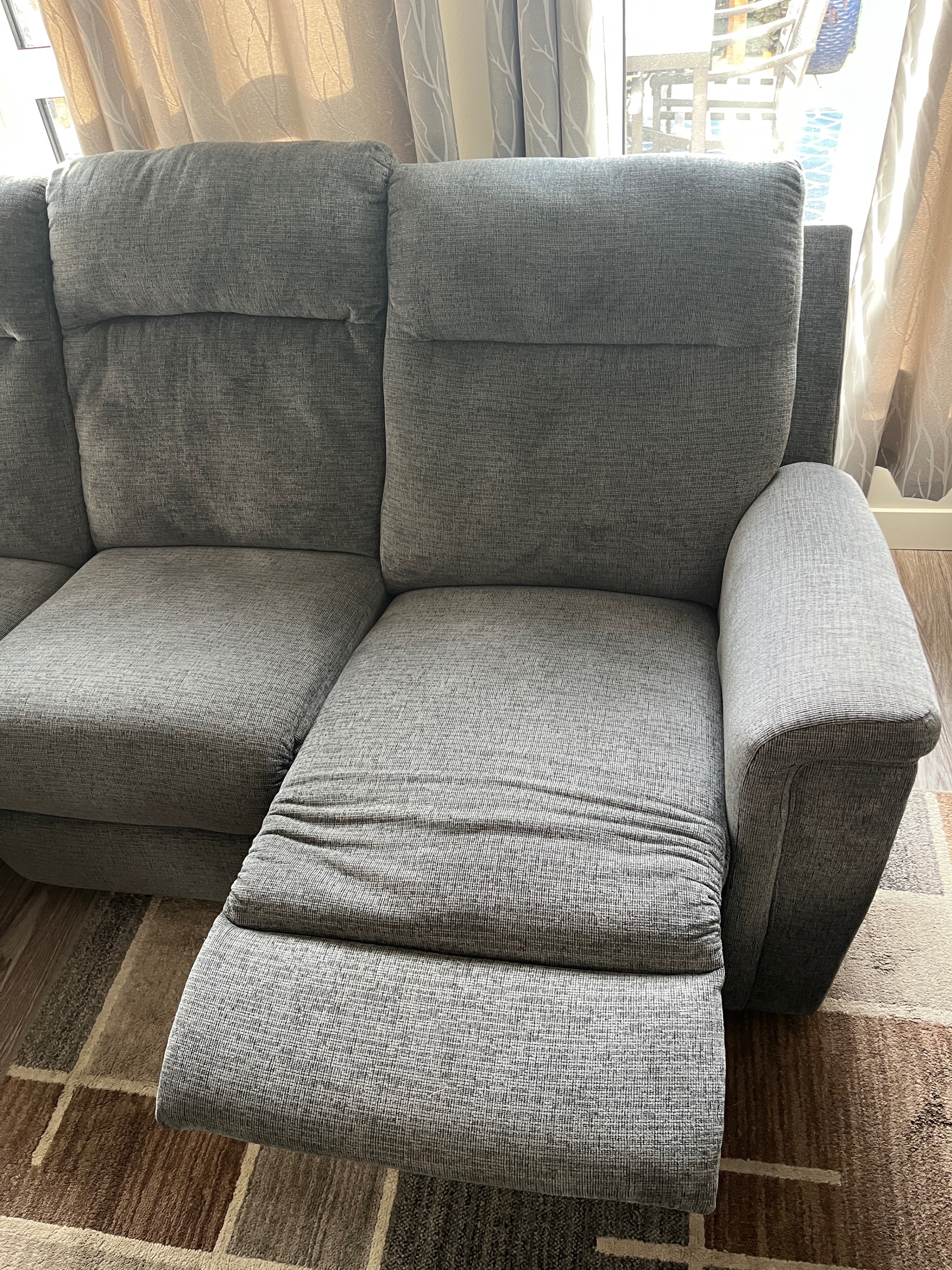Ashley Grey Fabric Electric Reclining 3 Seater Sofa - photo 3