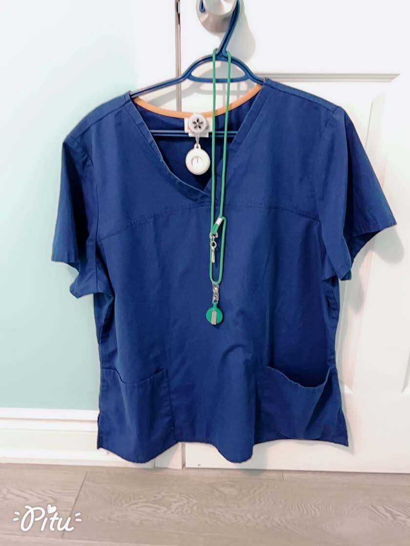 $8 Blue Scrub Top+Lanyard+Nurse Watch