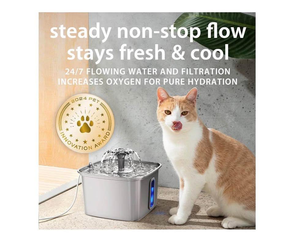 Stainless Steel Cat Water Fountain 3.2L/108oz 6 Available