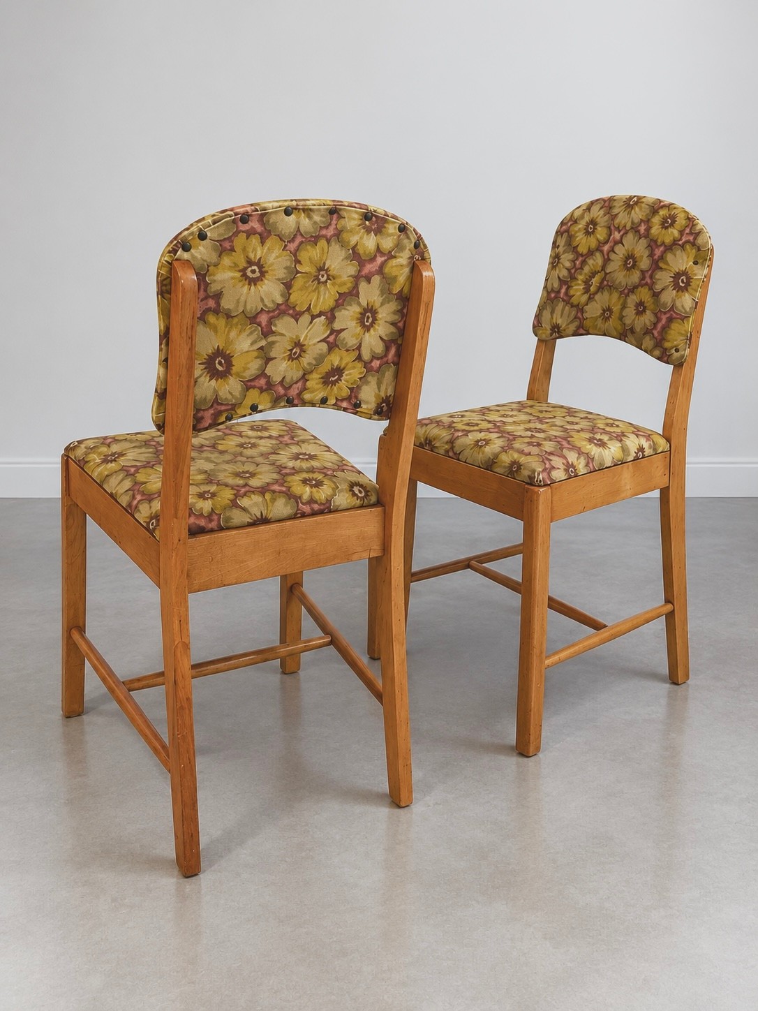 Mid Century Modern Dining Chairs - Set of 4, Floral Vinyl - photo 2