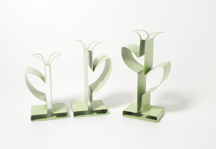 PartyLite Green Metal Sprout Votive Holder Trio Botanical Decor - photo 4