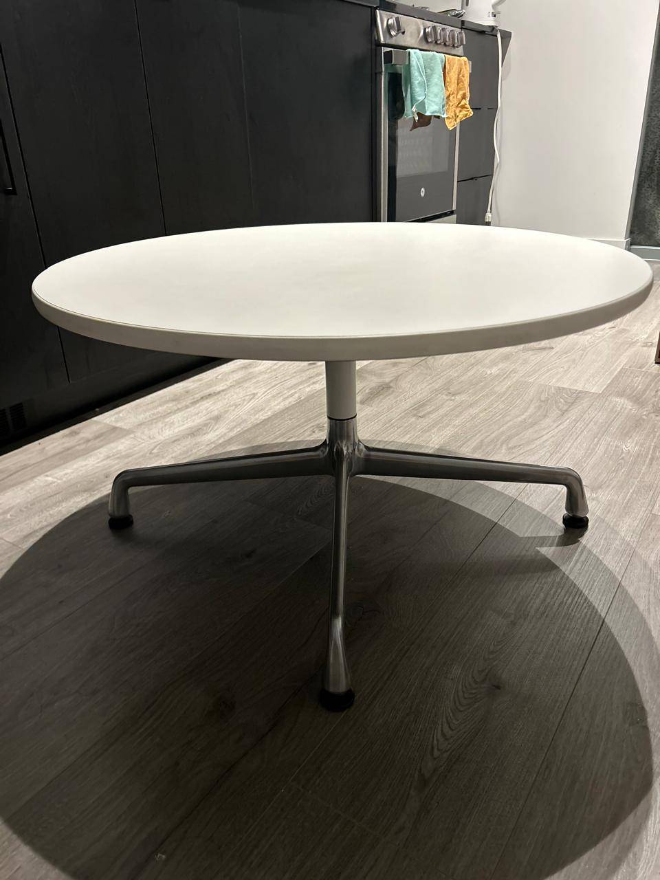 IKEA Round White Table with Silver Metal Base – Must Go Tomorrow