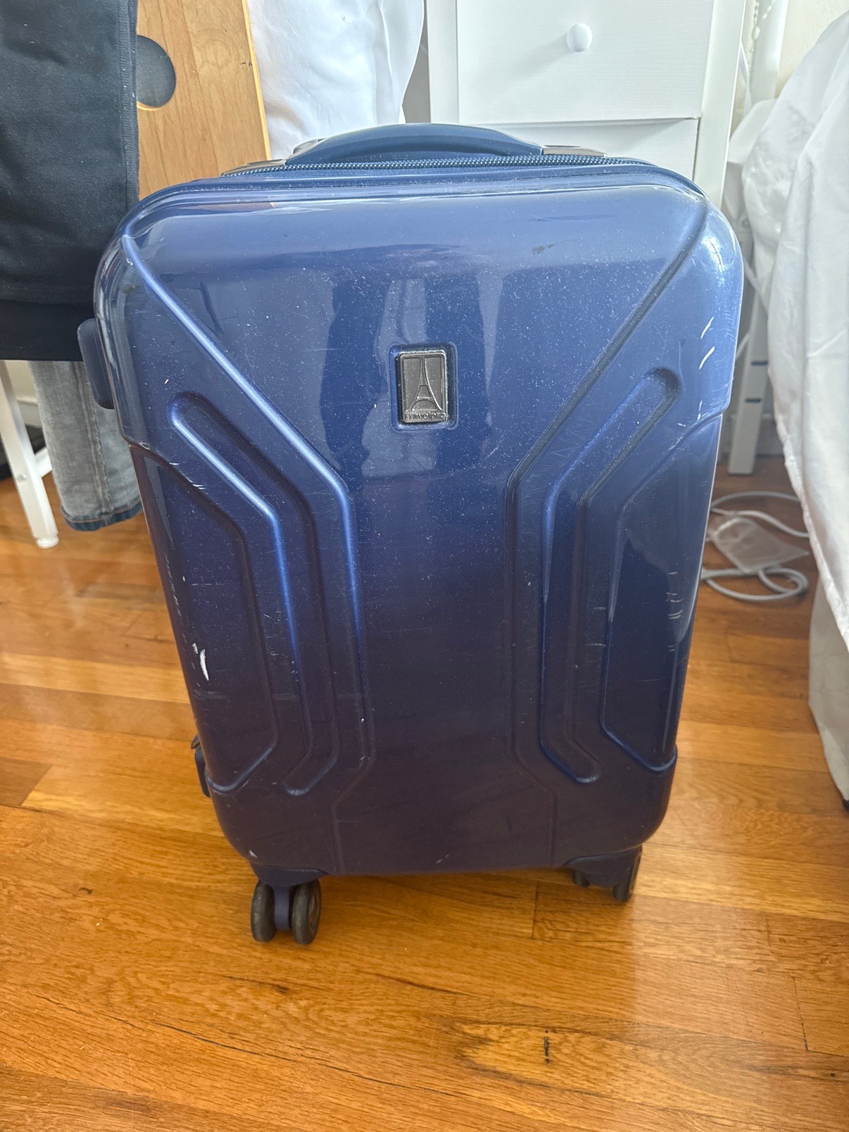 Navy Blue Small Carry-On Suitcase with Spinner Wheels