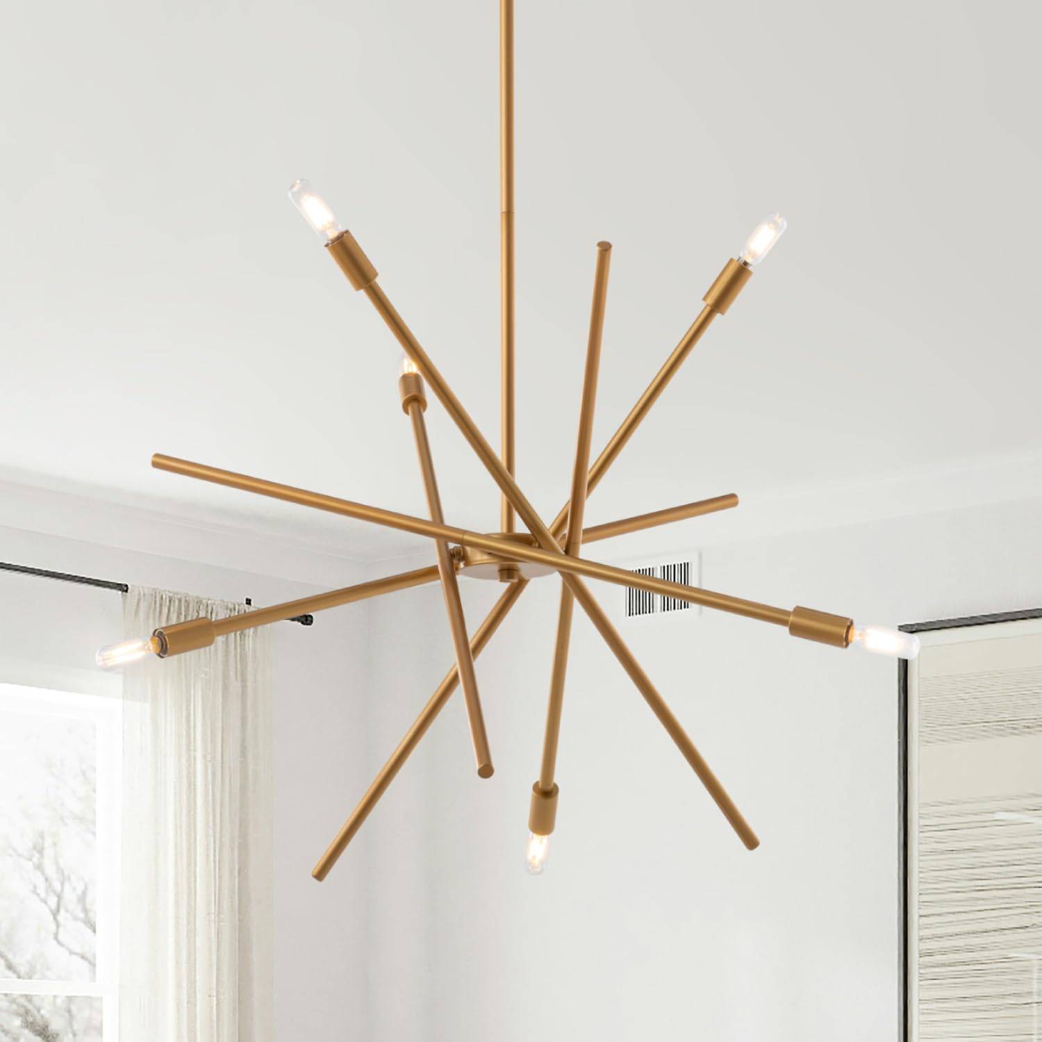 VILUXY 6-Light Antique Brass Chandelier