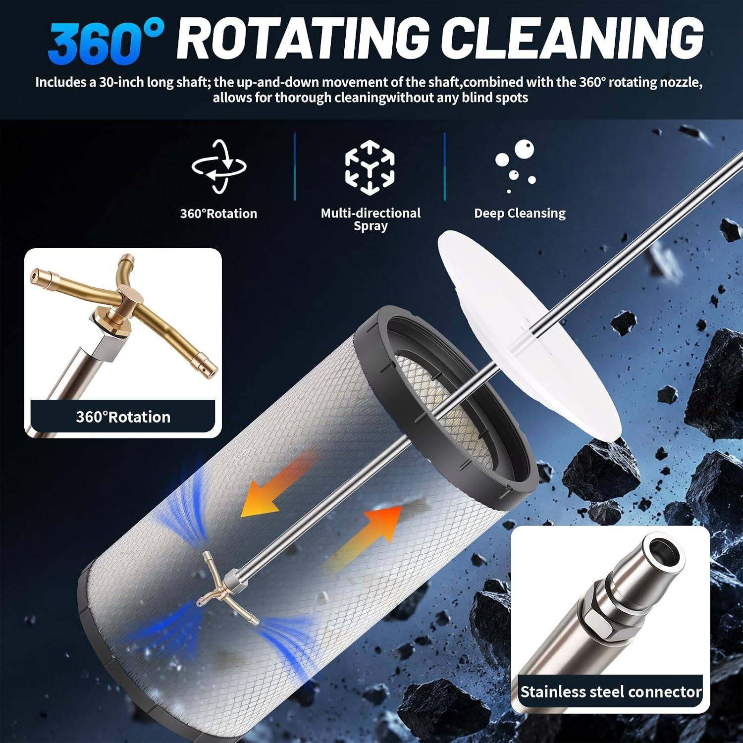 Air Filter Cleaner Tool with 360° Rotating Nozzle, Quick Connect - photo 4