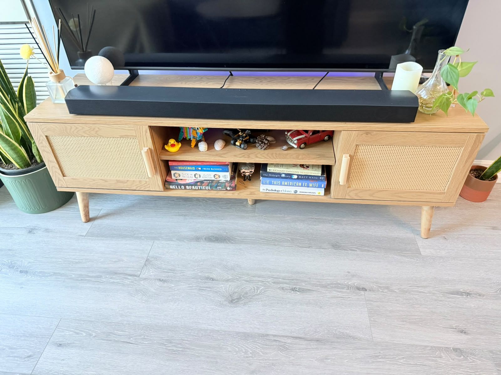 Rattan TV console (fits 60-inch TV perfectly)