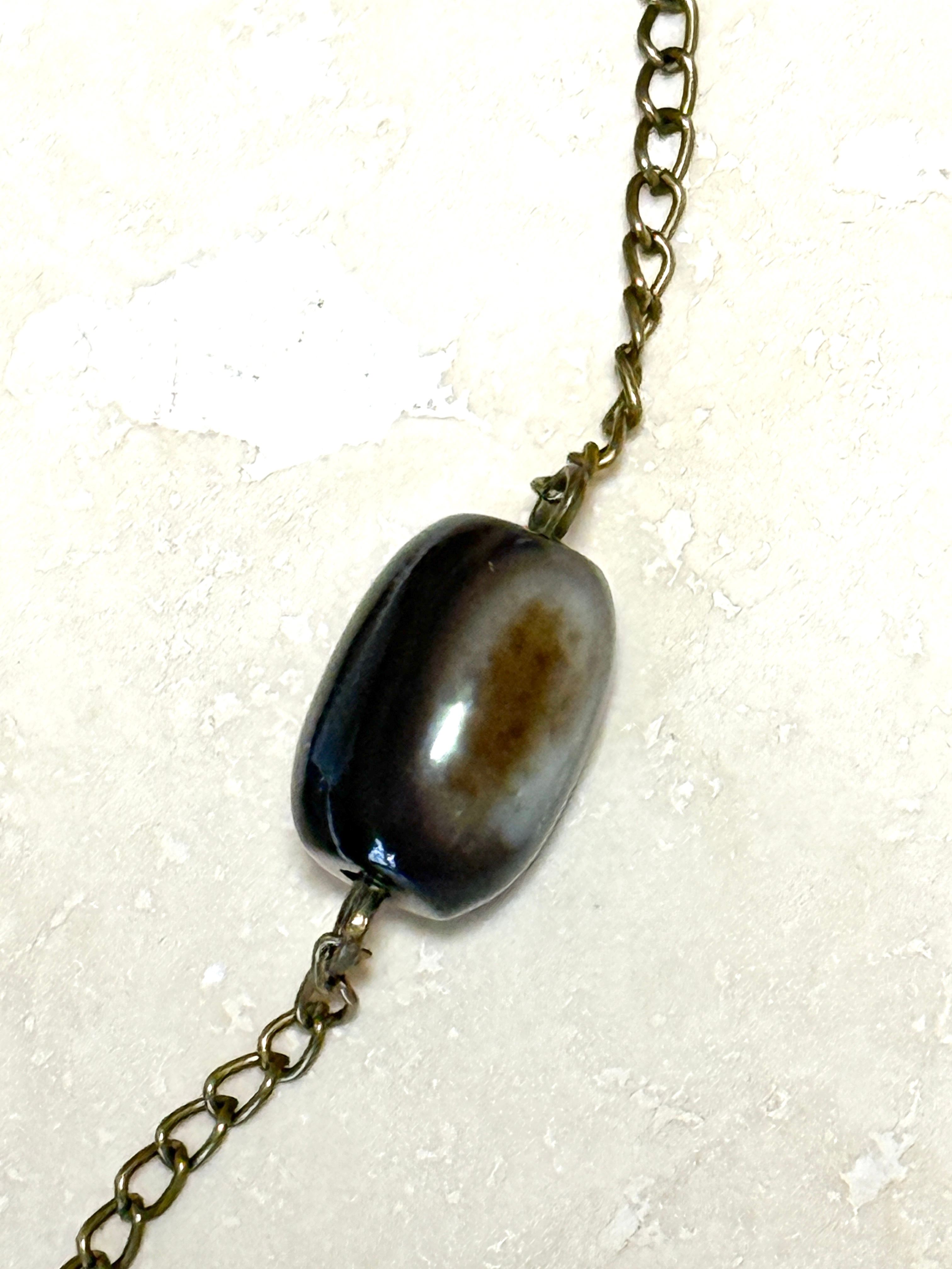 Earthy Botswana Agate Short Necklace, Bronze Chain - photo 4