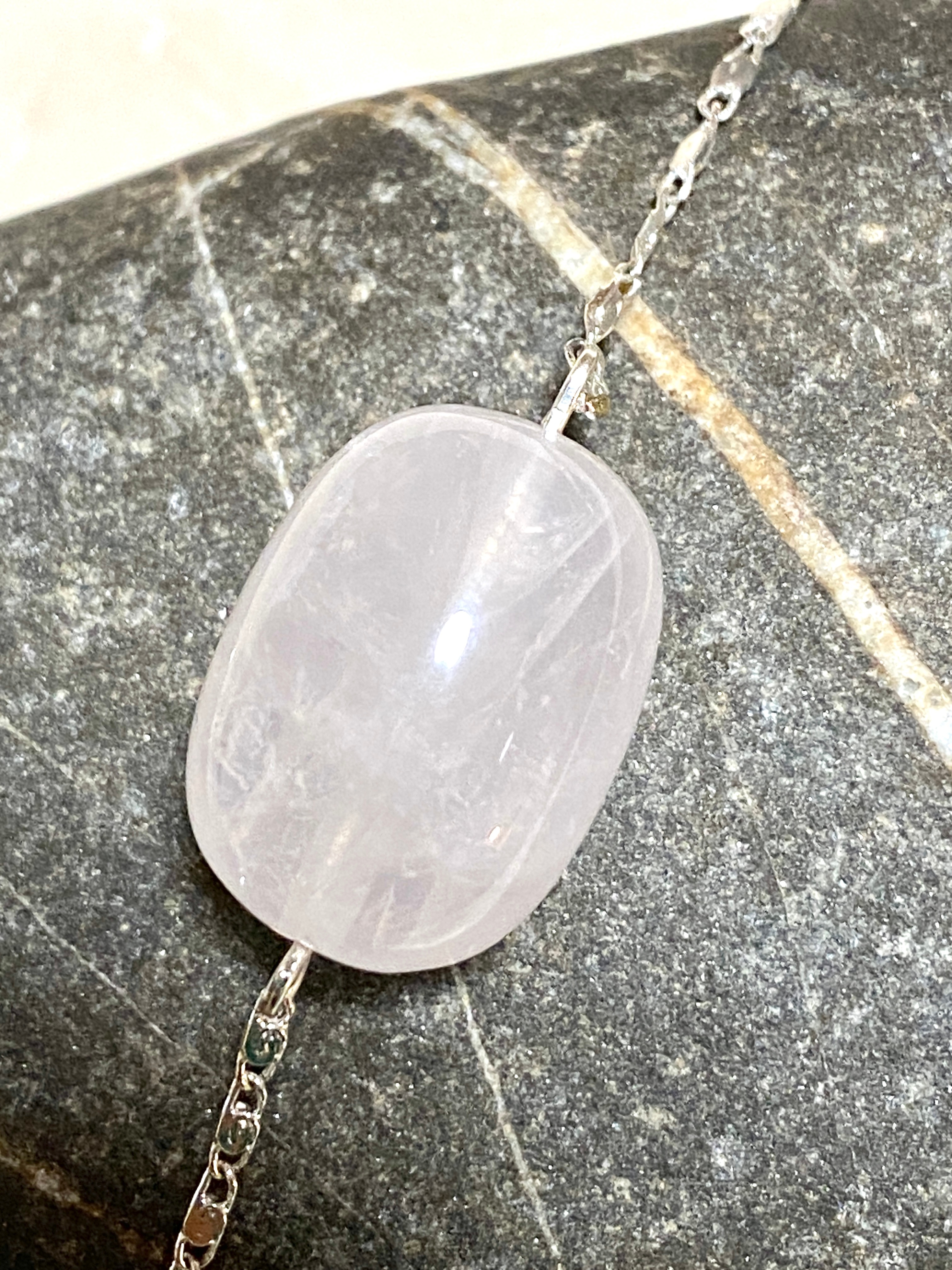 Natural Rose Quartz Short Necklace, Stainless Chain - photo 5