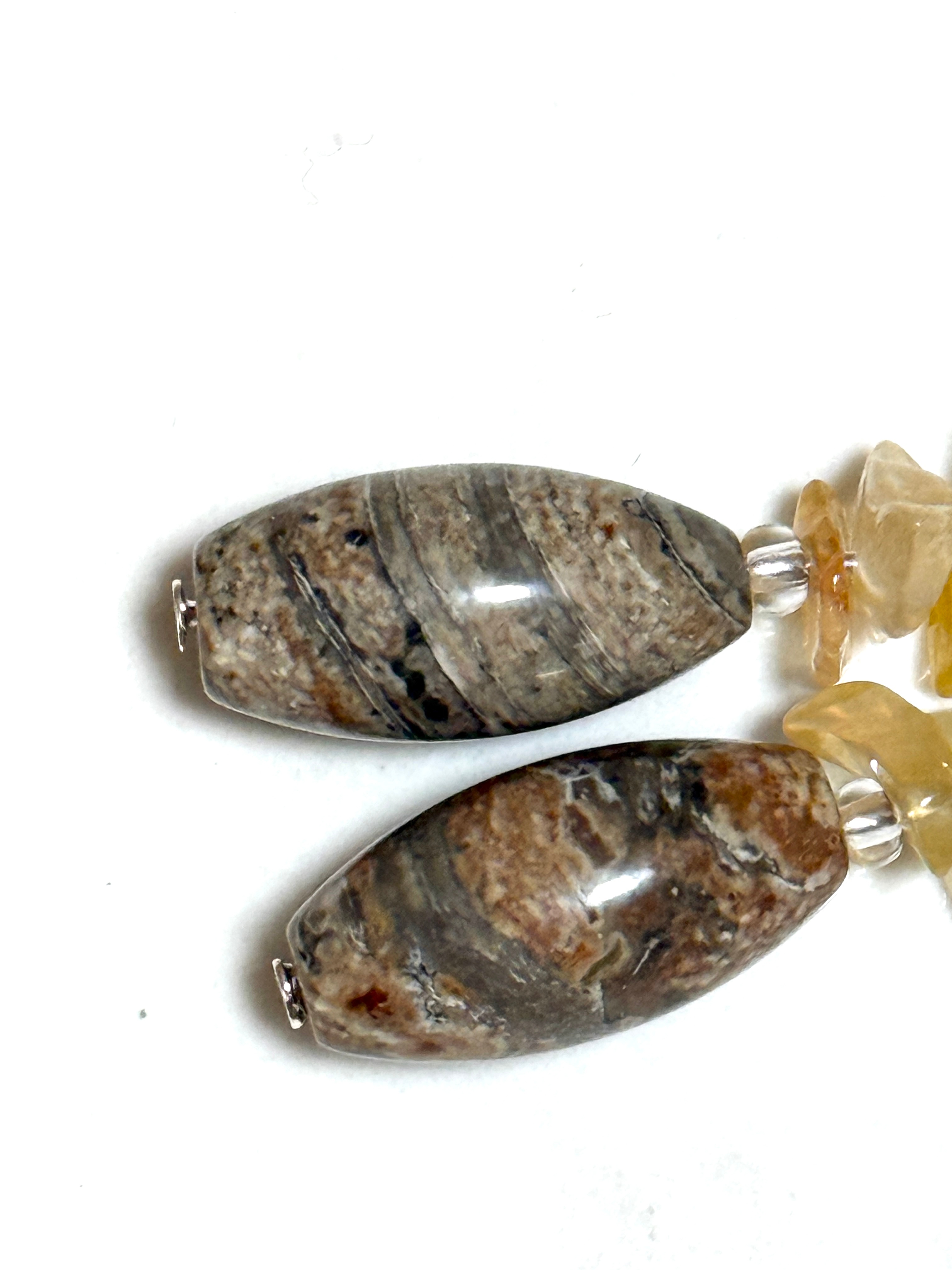 Earthy Convoluted Jasper Earrings, Sterling Silver Hook - photo 4