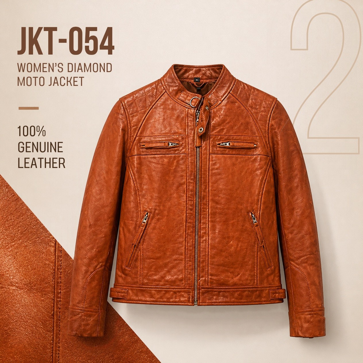 JKT-054 — Women's leather moto jacket — brand new, size M - photo 5