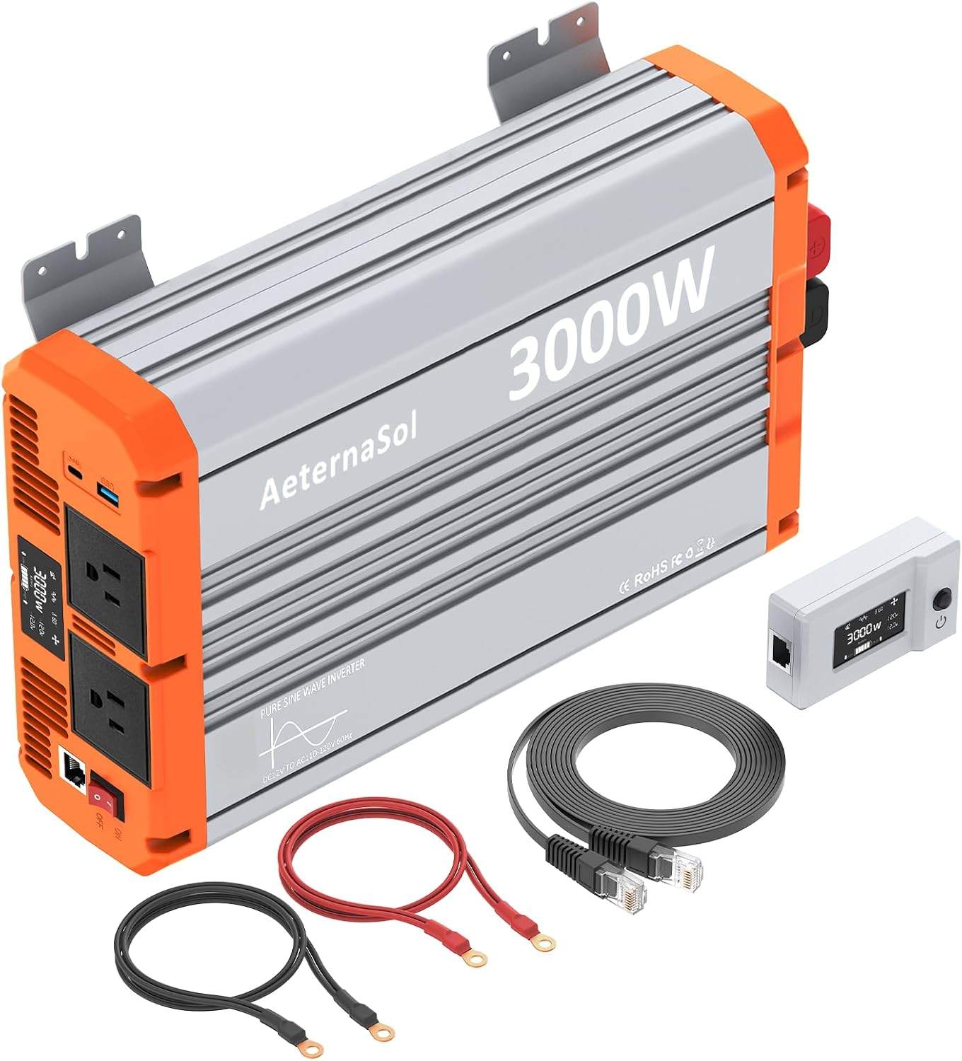 AeternaSol 3000W Pure Sine Wave Power Inverter - 6000W Peak