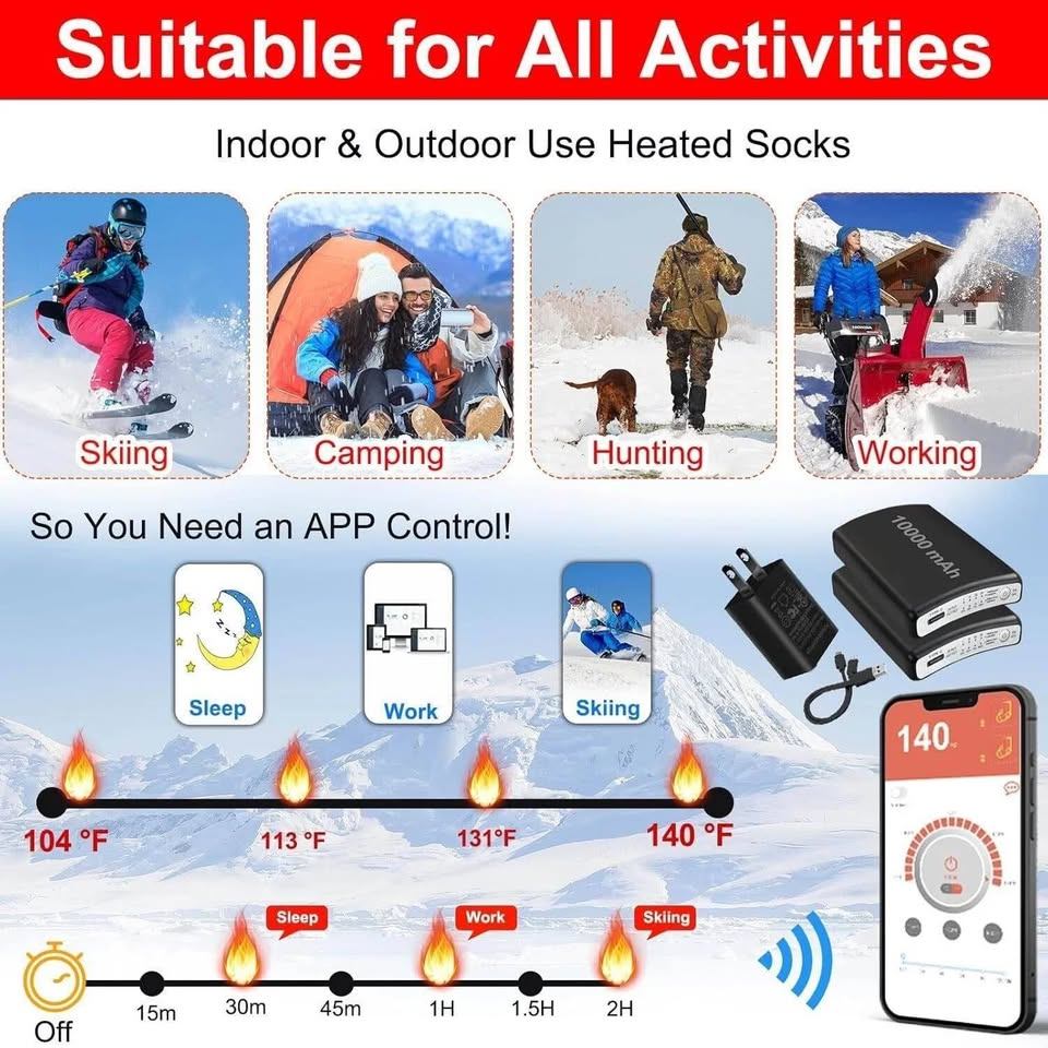 Heated Socks 10000mAh, 22h, App Control - M - photo 2