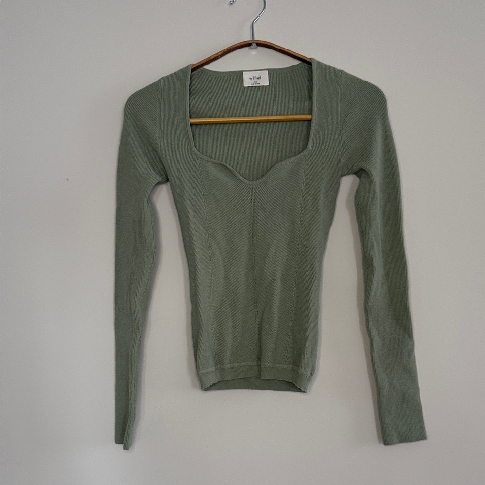 Wilfred Sage Green Ribbed Knit Top