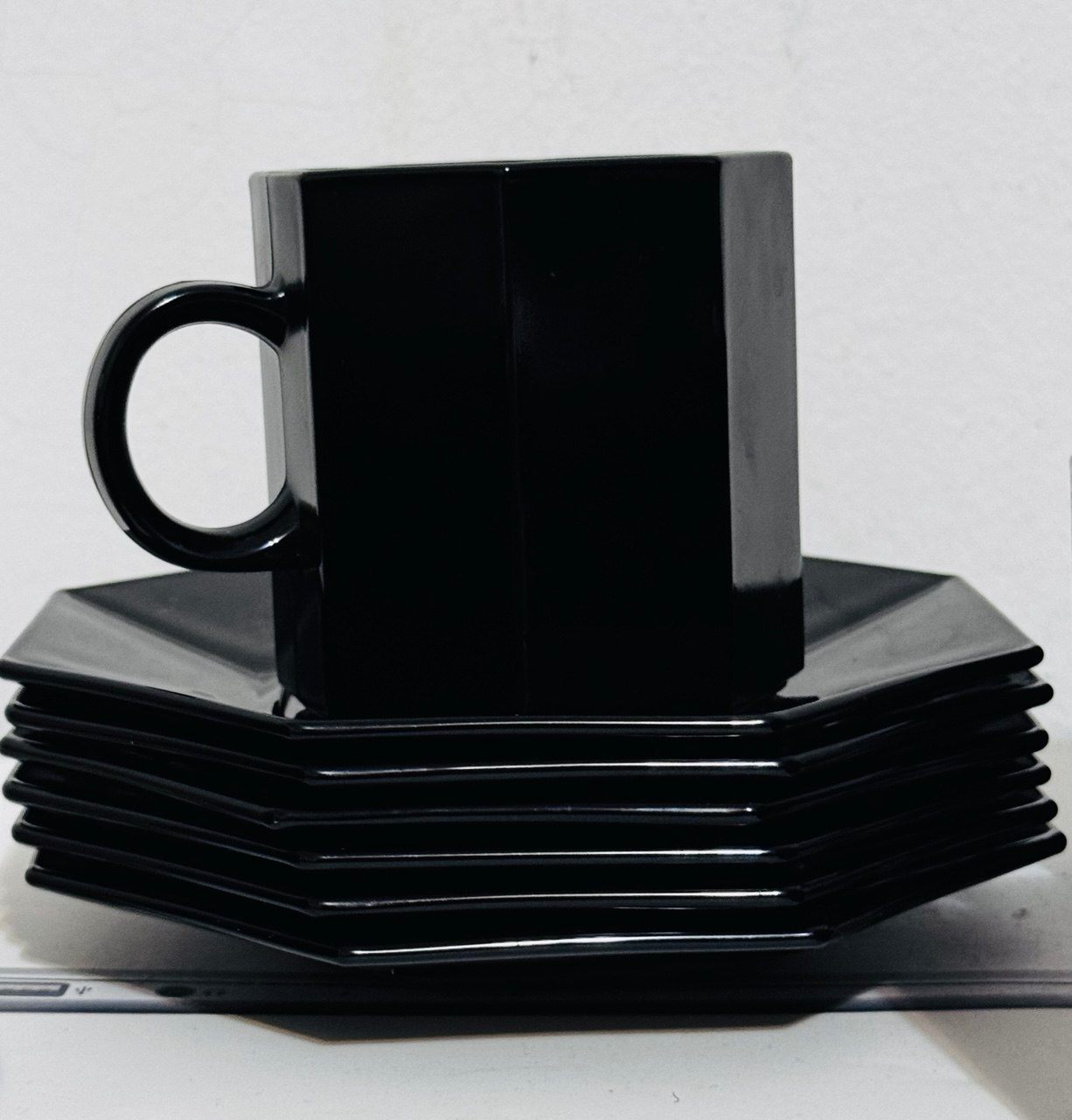 Vintage Arcoroc Octime Black Glass - France