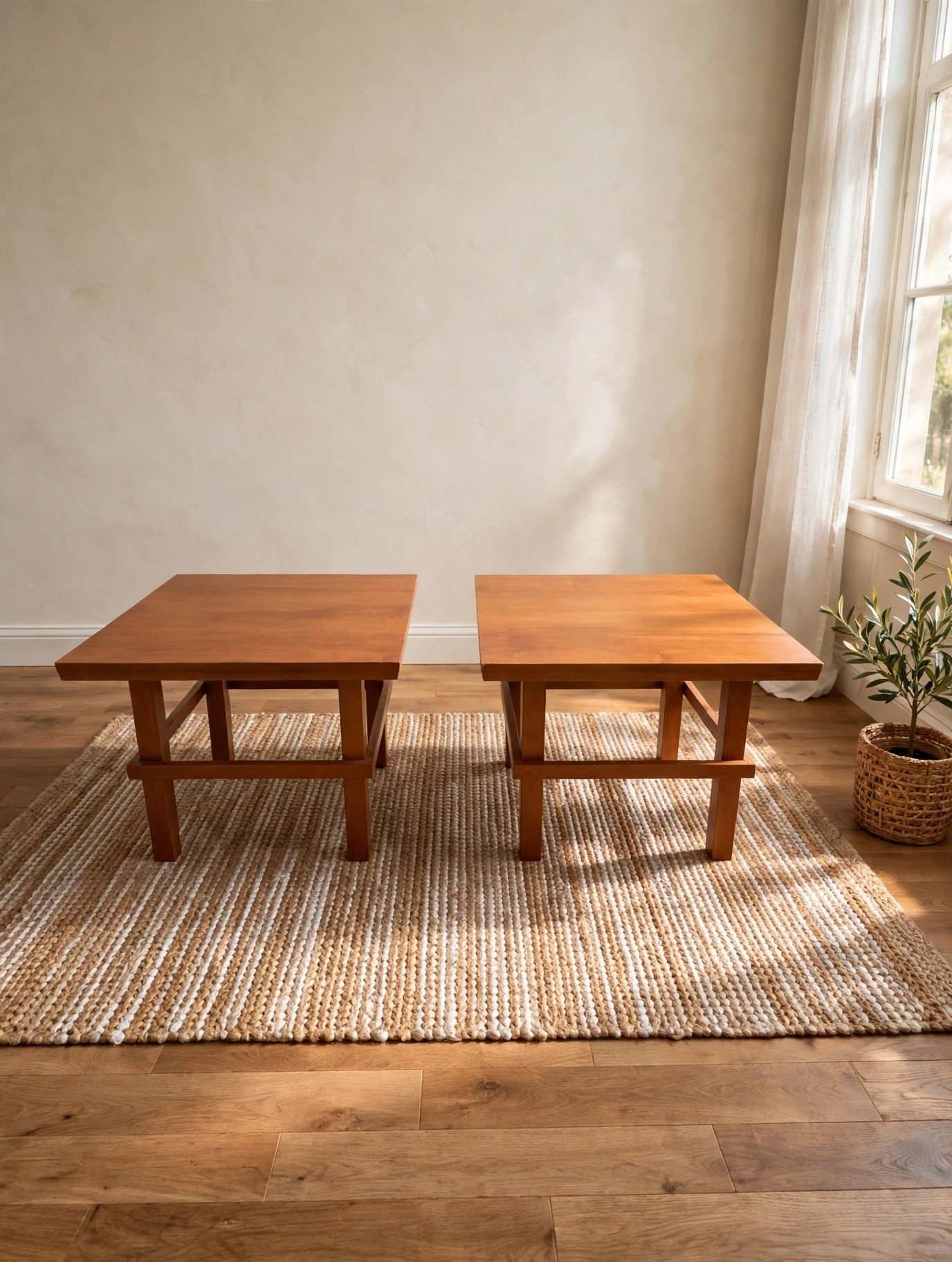 Mcm Solid Wood Side Table Set