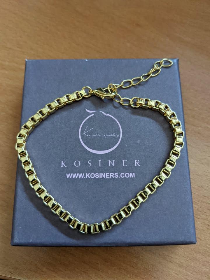 KOSINER 14K Solid Gold Minimalist Solitaire Chain Bracelet - photo 2