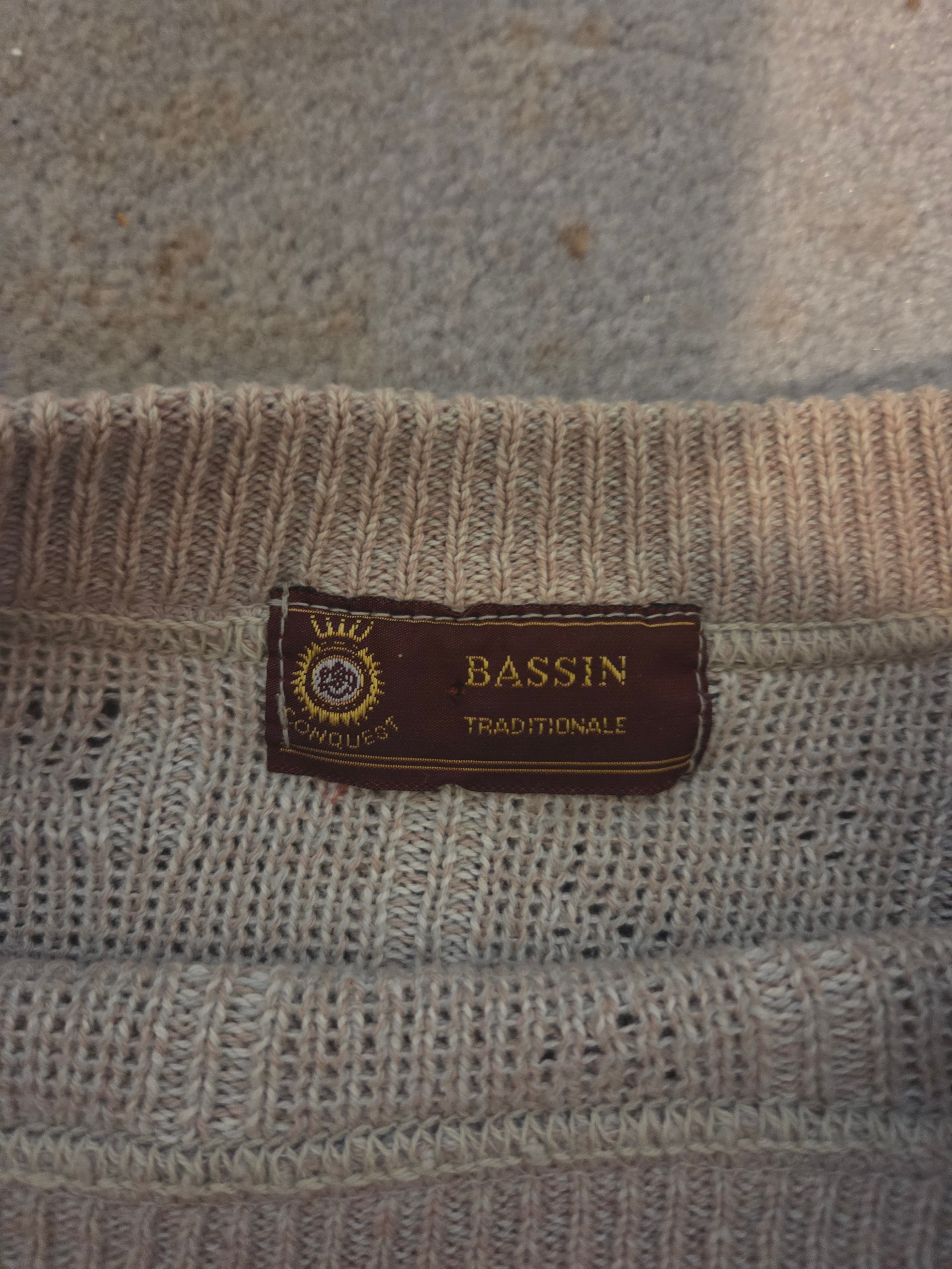 Vintage 90s Men's Bassin Beige Textured Knit Sweater, Size M - photo 2