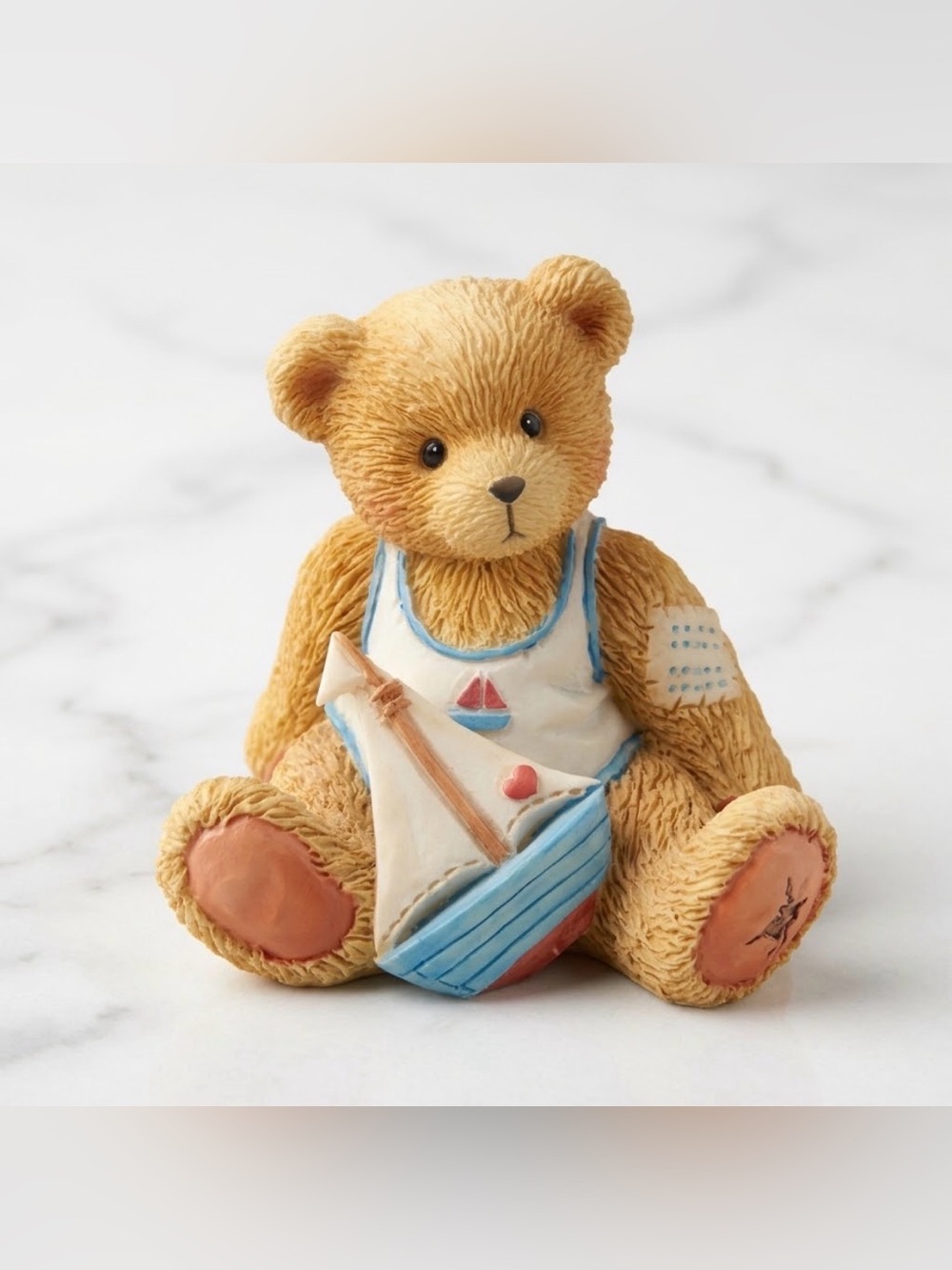 Vintage 1993 Cherished Teddies Arthur August Sailboat Figurine
