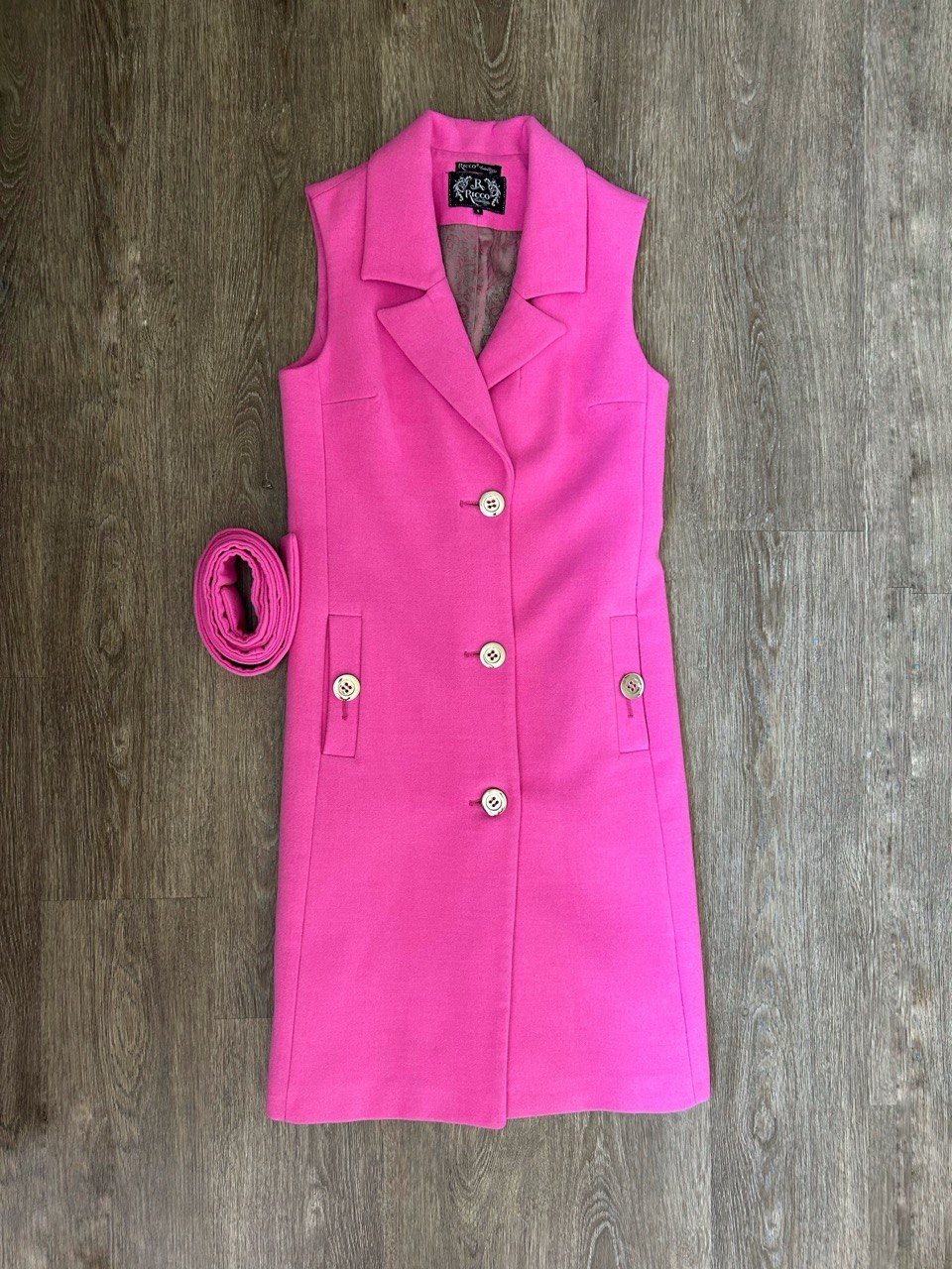 Women vest long coat pink size S - photo 4