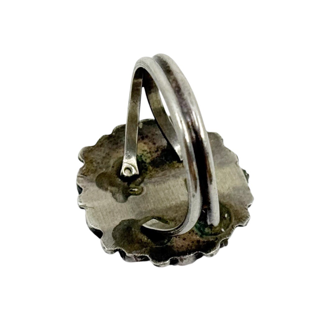 Navajo SB sterling silver turquoise & coral ring - photo 5