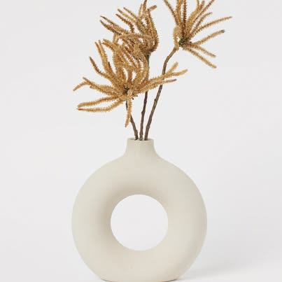 Ceramic Donut Vase - Large, Cream Round Vase