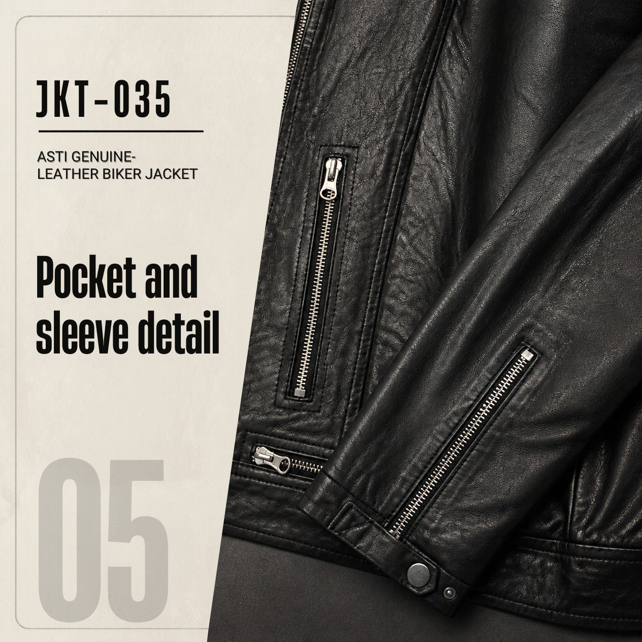 JKT-035 — Women's Asti leather biker jacket — brand new, size L - photo 4