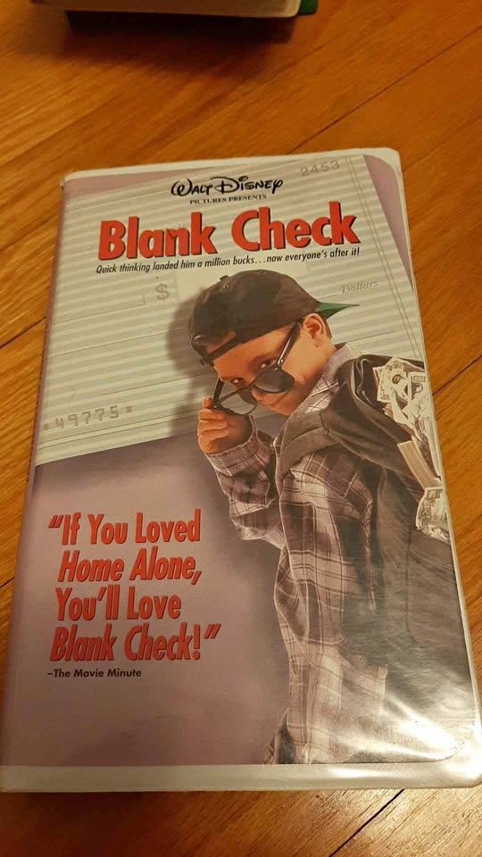 Walt Disney Blank check vhs cassette movie
