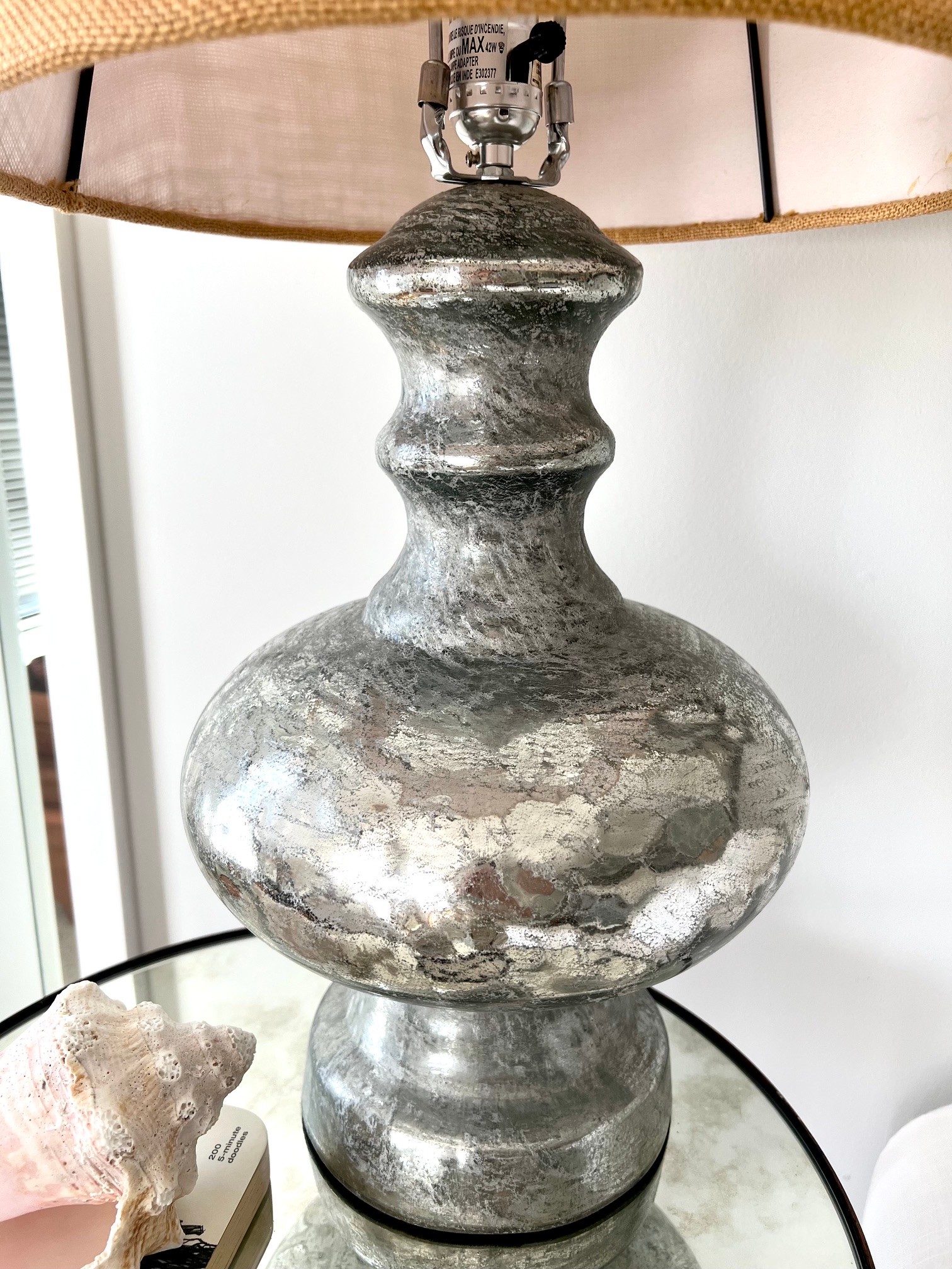 Pottery Barn Mercury Table Lamps with Burlap Shades – Set of 2 - photo 3