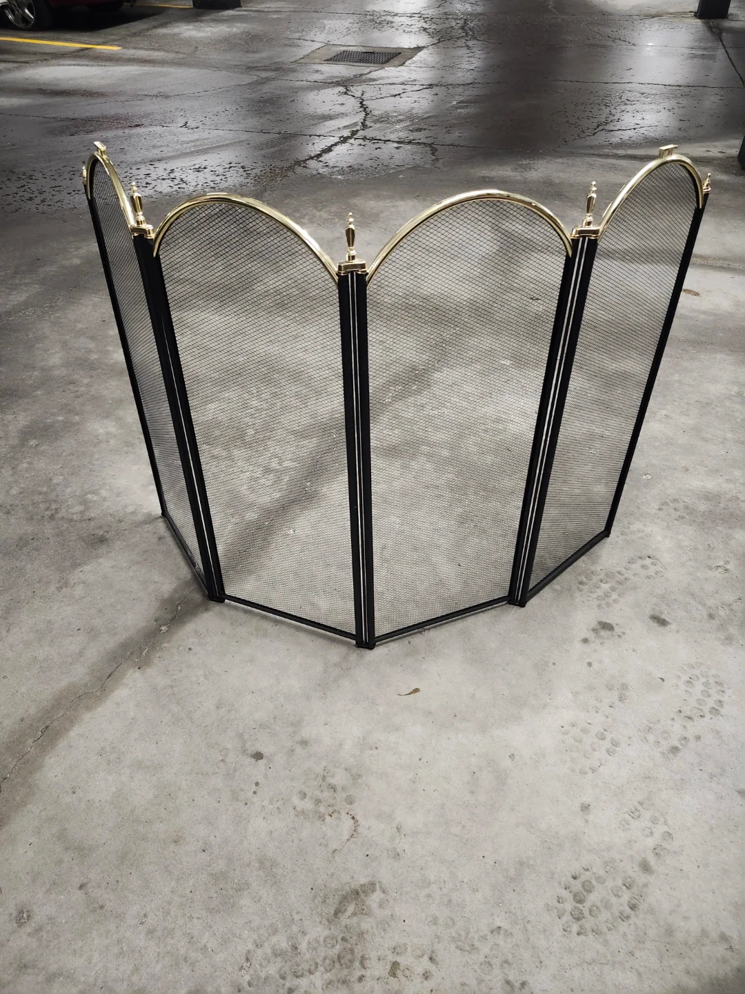 4-Fold Folding Screen - Polished Brass & Black Finish