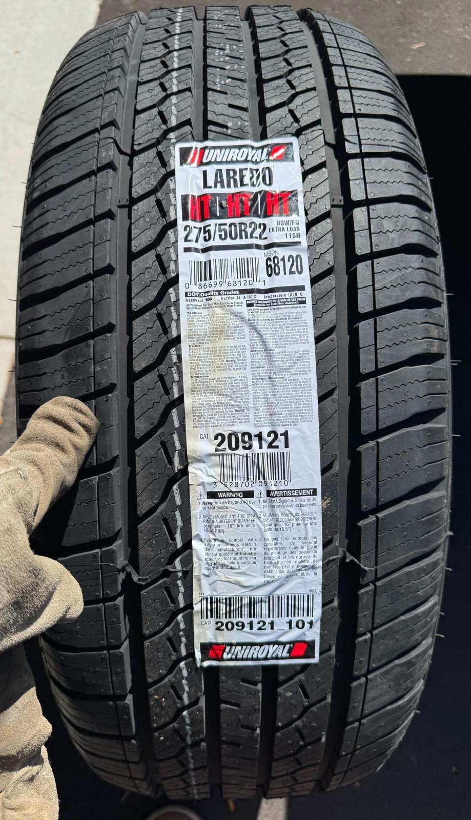 NEW 275/50/R22 Uniroyal A/S–F150/Sierra/Silverado/Tahoe/Escalade