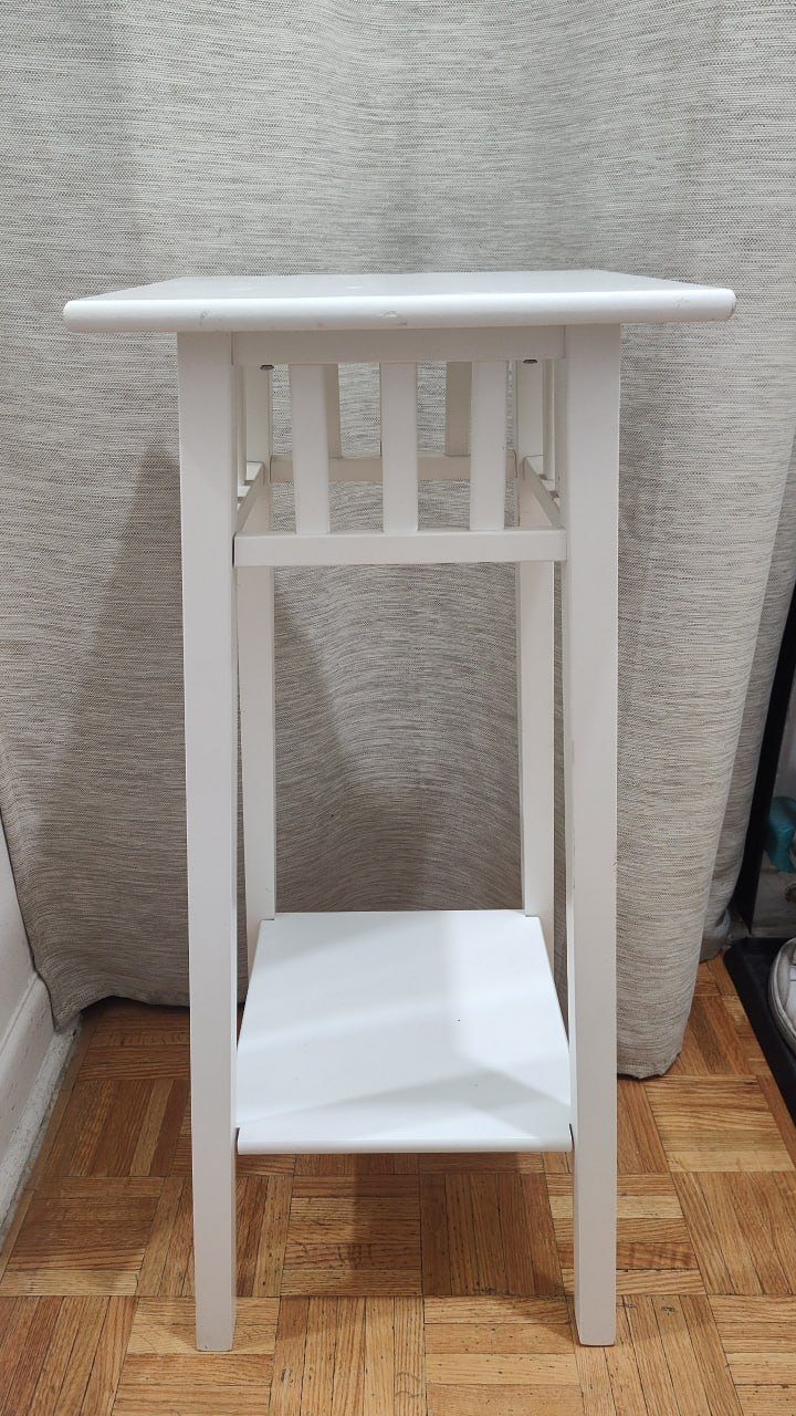 Vintage Style White Wooden Plant Stand & Accent Table - photo 3