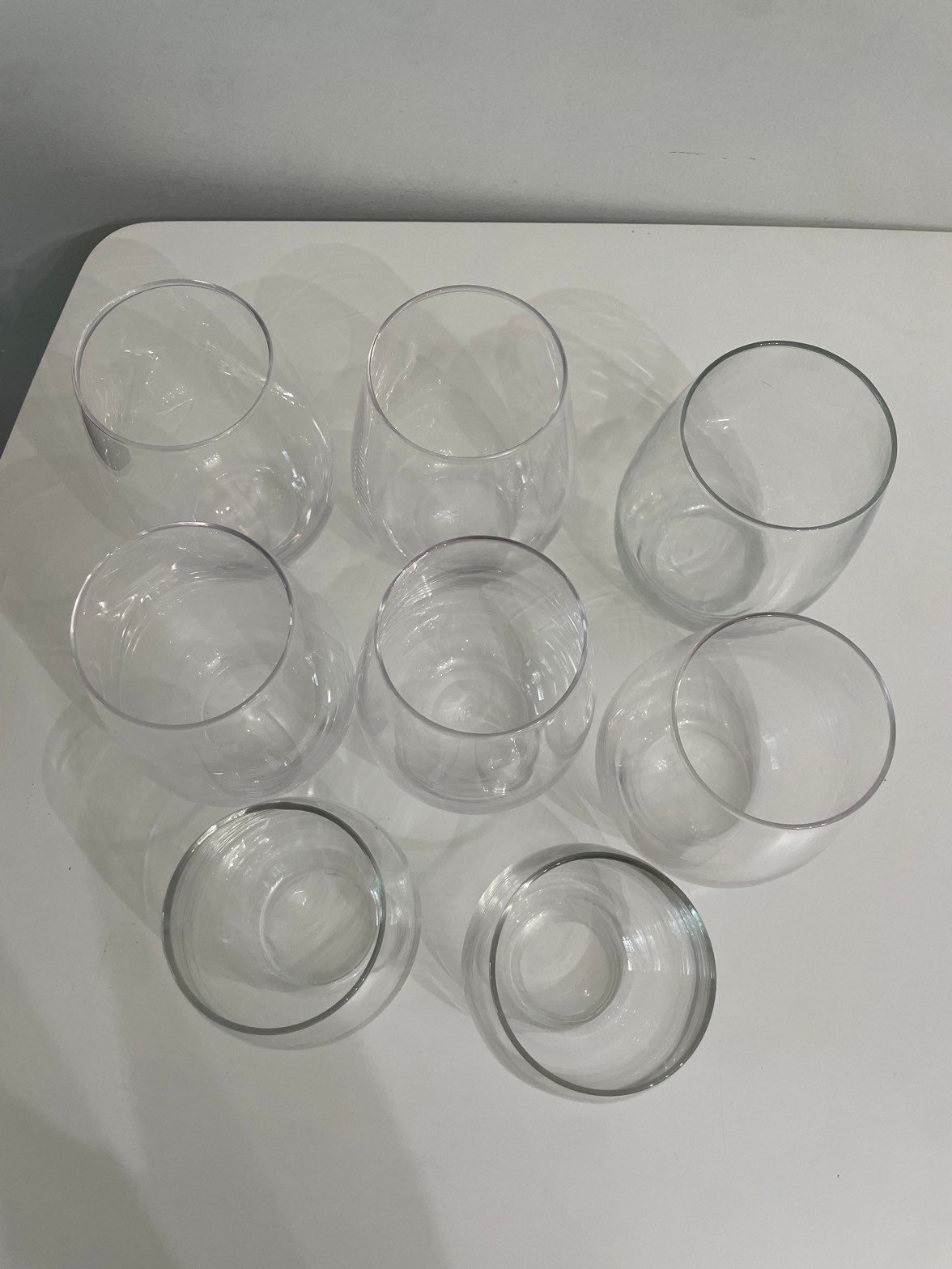 Stemless glasses + kitchen tools