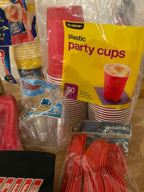 Party Supplies Lot – Red Plates, Cups, Utensils + More - photo 2