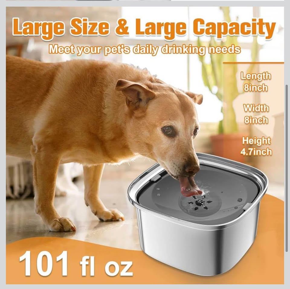 No-Spill Slow Drinking Dog Water Bowl, Stainless Steel (New) - photo 3