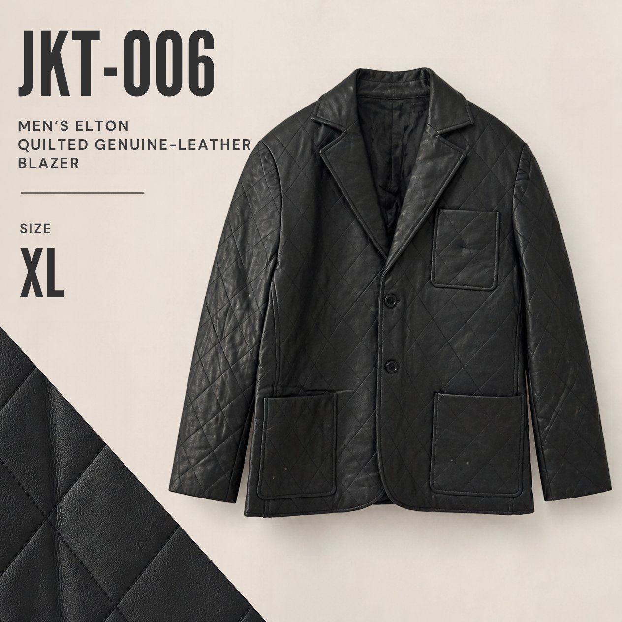 JKT-006 — Men's Elton quilted leather blazer — brand new size XL - photo 5