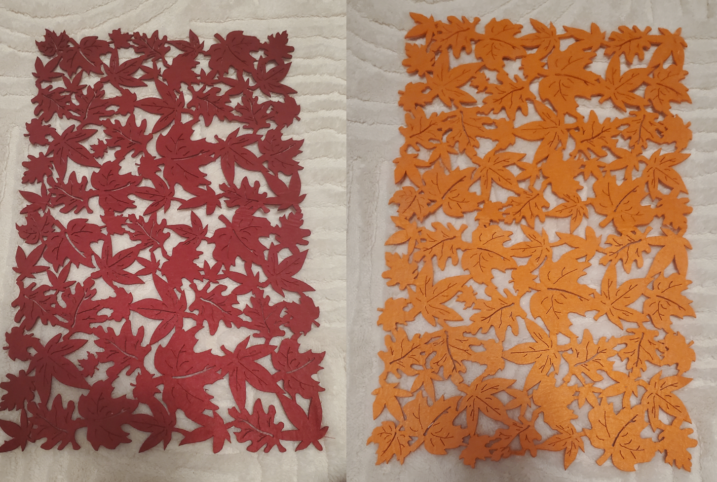 Autumn Maple Leaf Placemats Set - Red & Orange (17"x11")